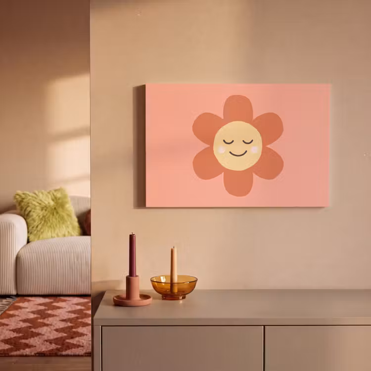 Leinwandbild - Blumen – Zeichentrickfilm – Kind – Rosa — 2
