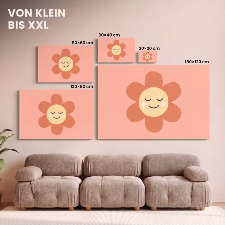 Leinwandbild - Blumen – Zeichentrickfilm – Kind – Rosa — 6