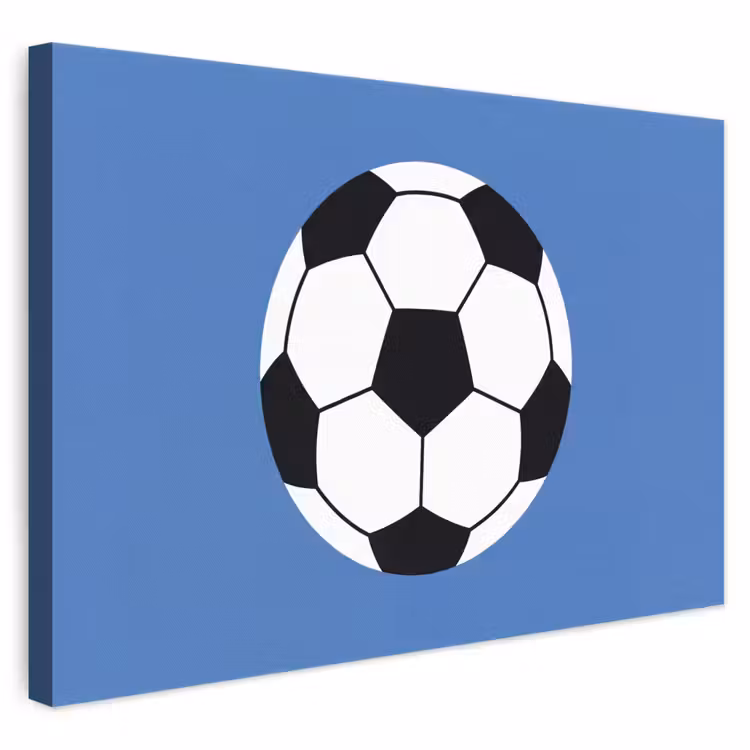 Leinwandbild - Fußball – Schwarz-Weiß – Sport – Illustration – Blau — 1