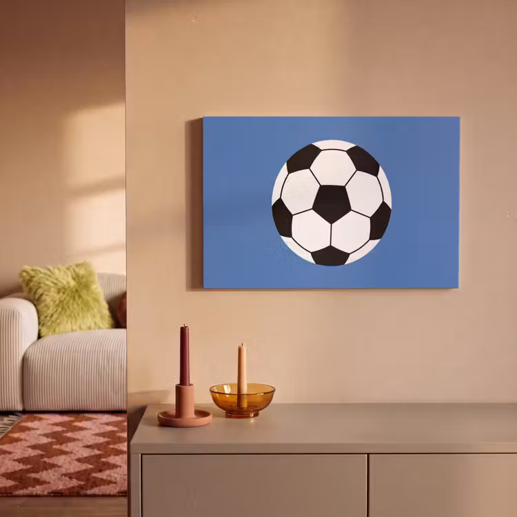 Leinwandbild - Fußball – Schwarz-Weiß – Sport – Illustration – Blau — 2