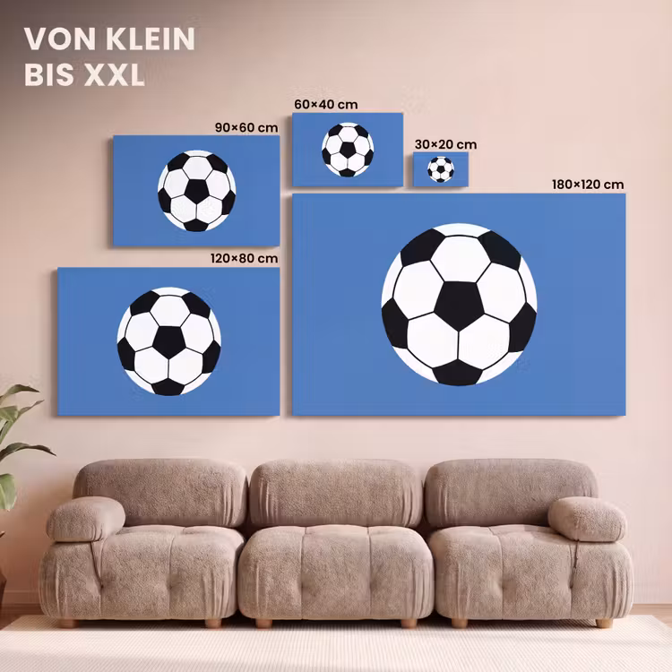 Leinwandbild - Fußball – Schwarz-Weiß – Sport – Illustration – Blau — 6