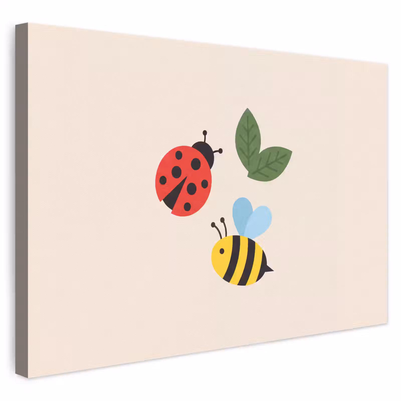 Leinwandbild - Insekt – Blatt – Natur – Verspielt – Illustration — 1