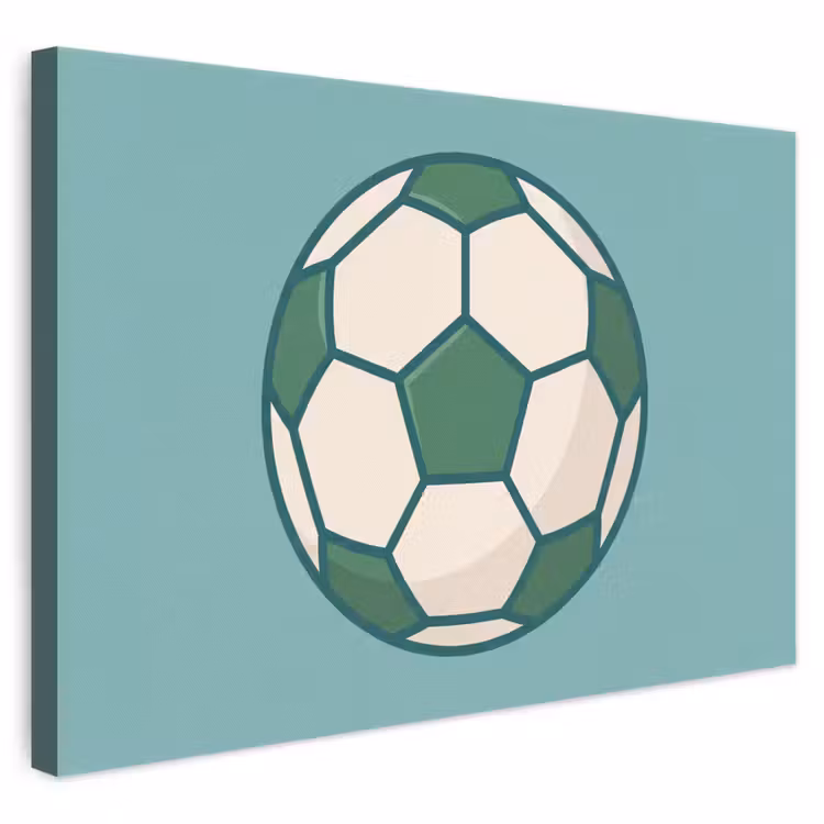 Leinwandbild - Fußball – Geometrisch – Sport – Illustration – Blaugrün — 1