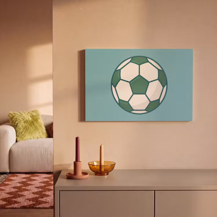 Leinwandbild - Fußball – Geometrisch – Sport – Illustration – Blaugrün — 2