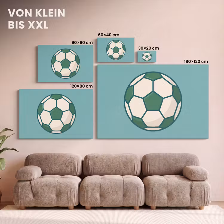 Leinwandbild - Fußball – Geometrisch – Sport – Illustration – Blaugrün — 6