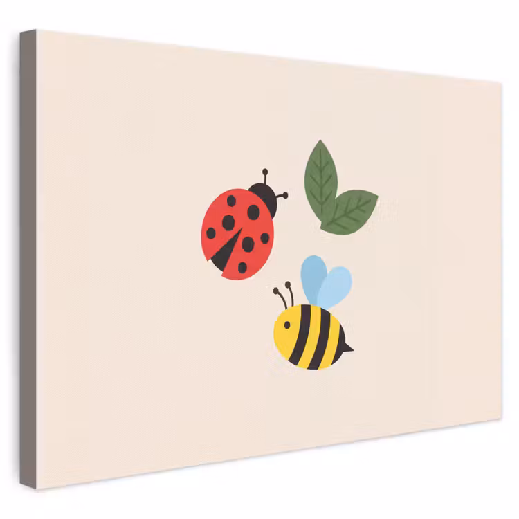 Leinwandbild - Insekt – Blatt – Natur – Verspielt – Illustration — 1
