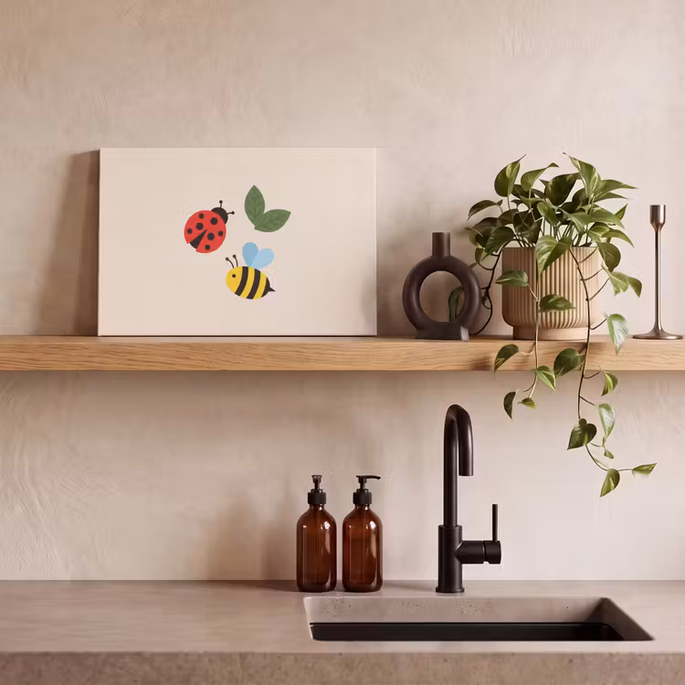 Leinwandbild - Insekt – Blatt – Natur – Verspielt – Illustration — 3