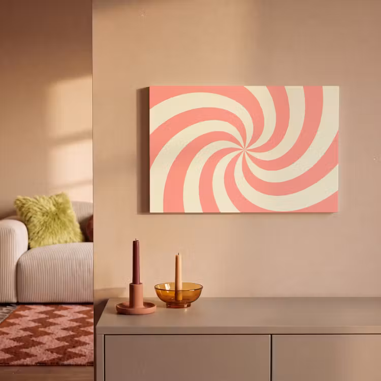 Leinwandbild - Spirale – Muster – Abstrakt – Rosa – Beige — 2