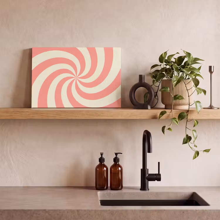 Leinwandbild - Spirale – Muster – Abstrakt – Rosa – Beige — 3