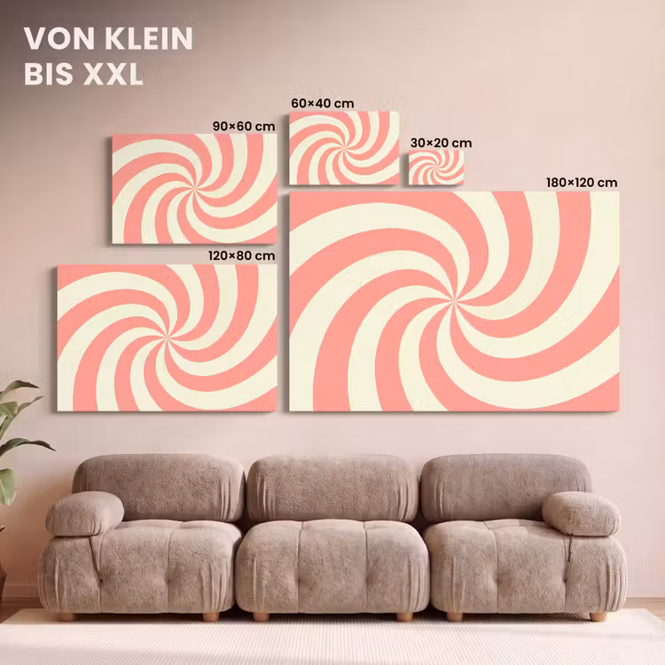 Leinwandbild - Spirale – Muster – Abstrakt – Rosa – Beige — 6
