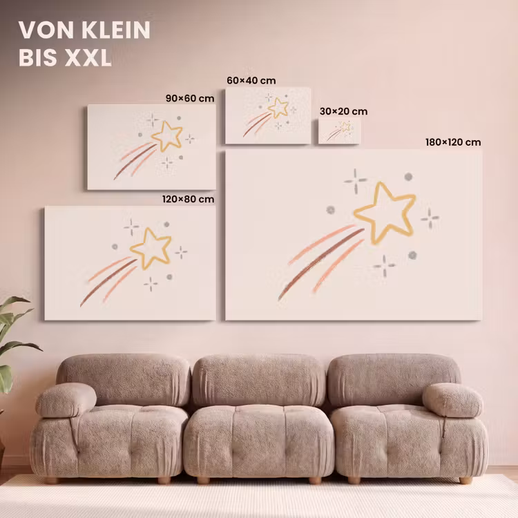 Leinwandbild - Stern – Fallend – Illustration – Pastell — 6