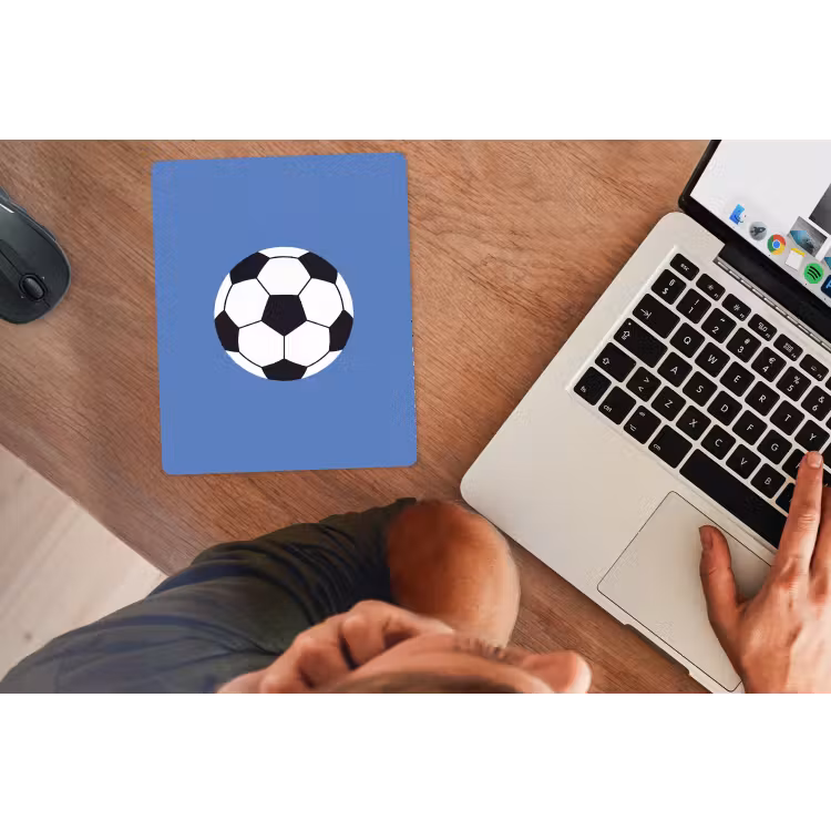 Mauspad - Fußball – Schwarz-Weiß – Sport – Illustration – Blau — 2