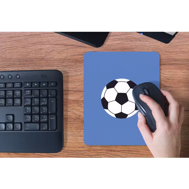 Mauspad - Fußball – Schwarz-Weiß – Sport – Illustration – Blau — 3