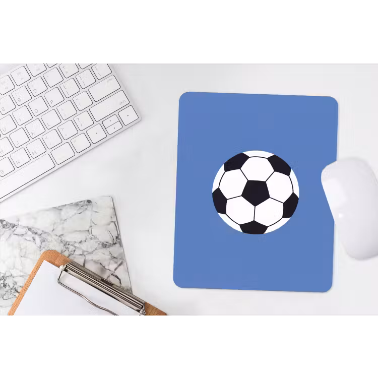 Mauspad - Fußball – Schwarz-Weiß – Sport – Illustration – Blau — 4