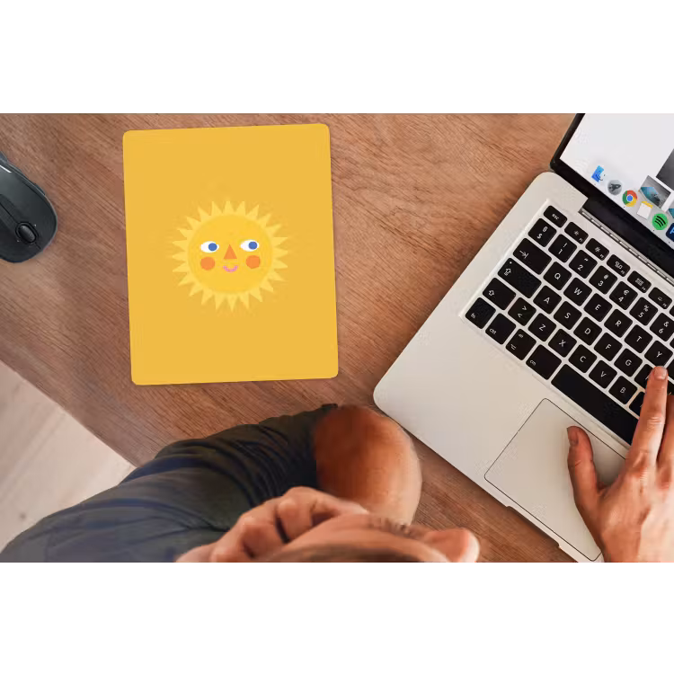 Mauspad - Sonne – Gesicht – Sommer – Illustration – Gelb — 2
