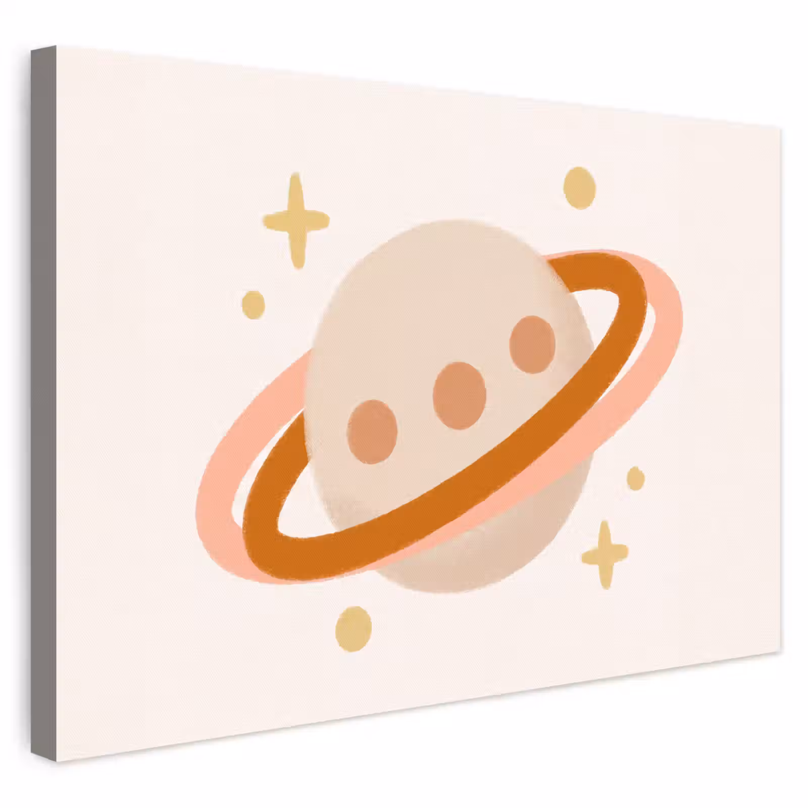 Leinwandbild - Planet – Ringe – Weltraum – Illustration – Beige — 1