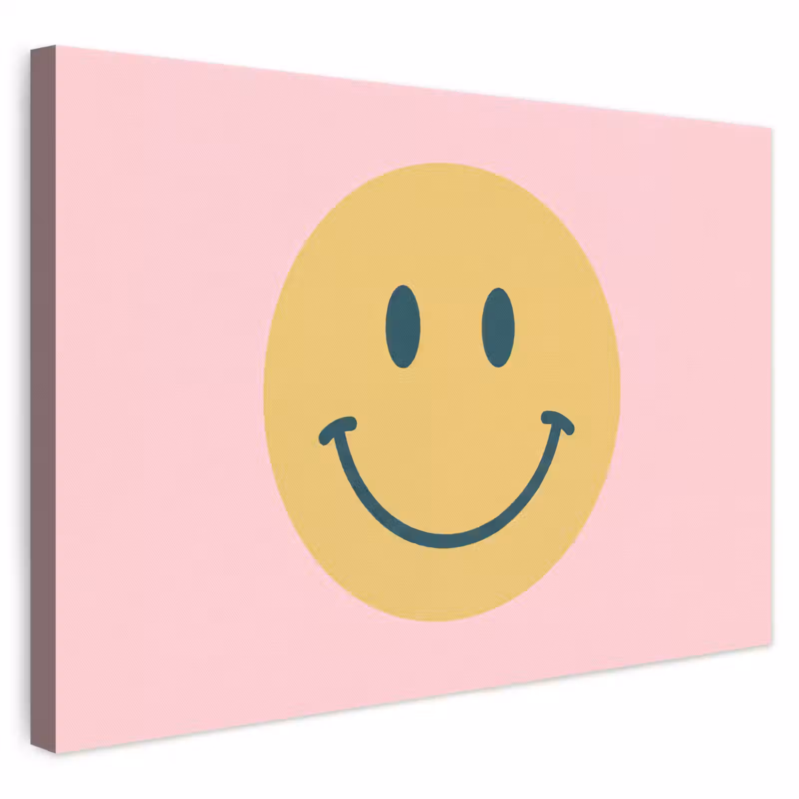 Leinwandbild - Smiley – Gelb – Rosa – Symbol – Minimalistisch — 1