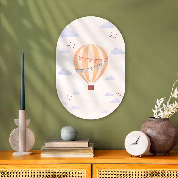 Forexbild Oval - Heißluftballon – Wolken – Illustration – Sanft – Kinderzimmer — 3