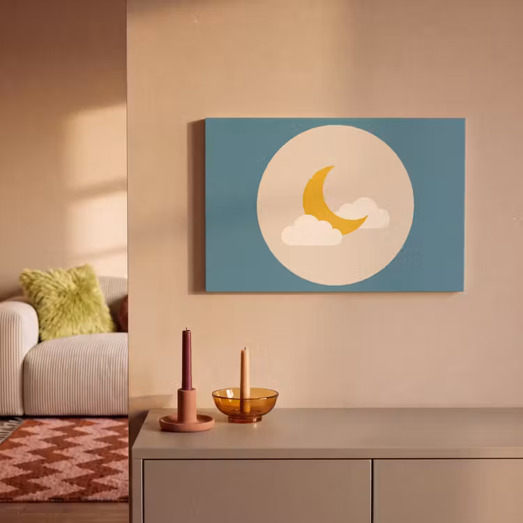 Leinwandbild - Mond – Wolken – Natur – Abstrakt – Gelb — 2