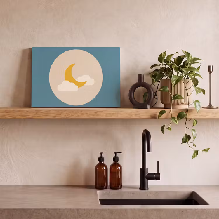 Leinwandbild - Mond – Wolken – Natur – Abstrakt – Gelb — 3