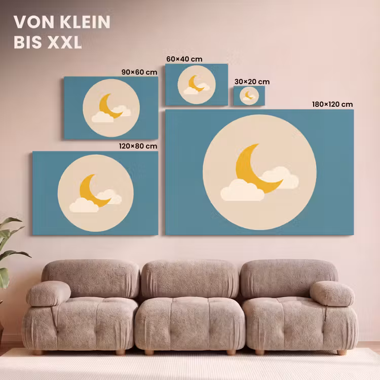 Leinwandbild - Mond – Wolken – Natur – Abstrakt – Gelb — 6
