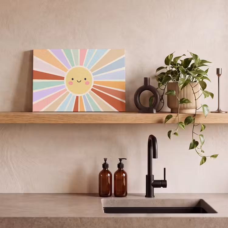 Leinwandbild - Sonne – Strahlen – Fröhlich – Bunt – Abstrakt — 3