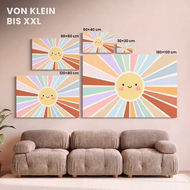 Leinwandbild - Sonne – Strahlen – Fröhlich – Bunt – Abstrakt — 6