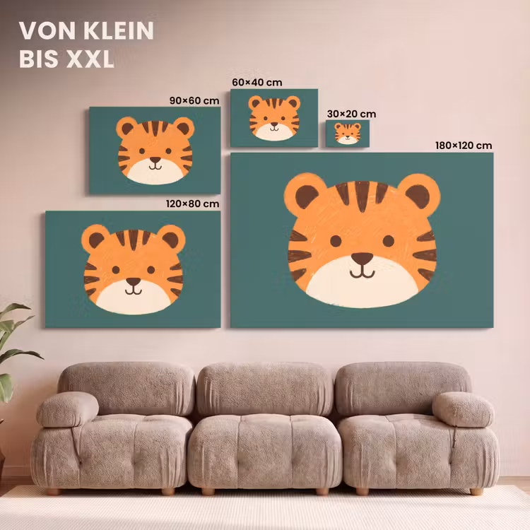 Leinwandbild - Tiere – Kopf – Orange – Illustration – Modern — 6