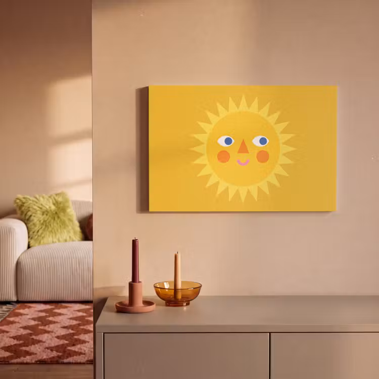 Leinwandbild - Sonne – Gesicht – Sommer – Illustration – Gelb — 2