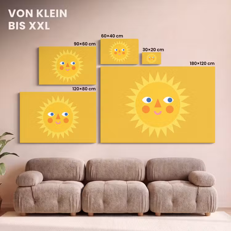 Leinwandbild - Sonne – Gesicht – Sommer – Illustration – Gelb — 6