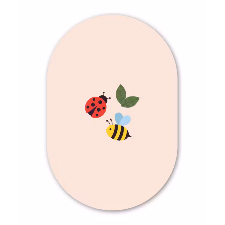 Glasbild Oval - Insekt – Blatt – Natur – Verspielt – Illustration — 1