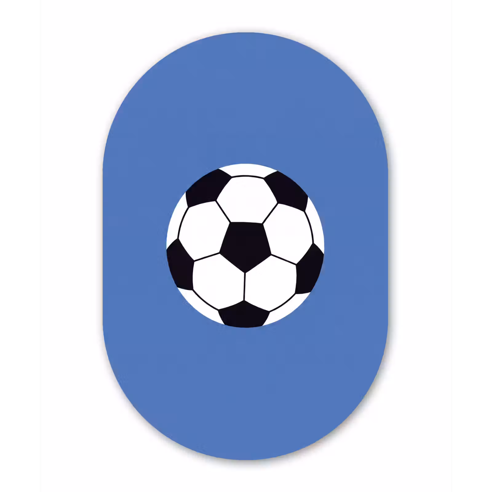 Glasbild Oval - Fußball – Schwarz-Weiß – Sport – Illustration – Blau — 1