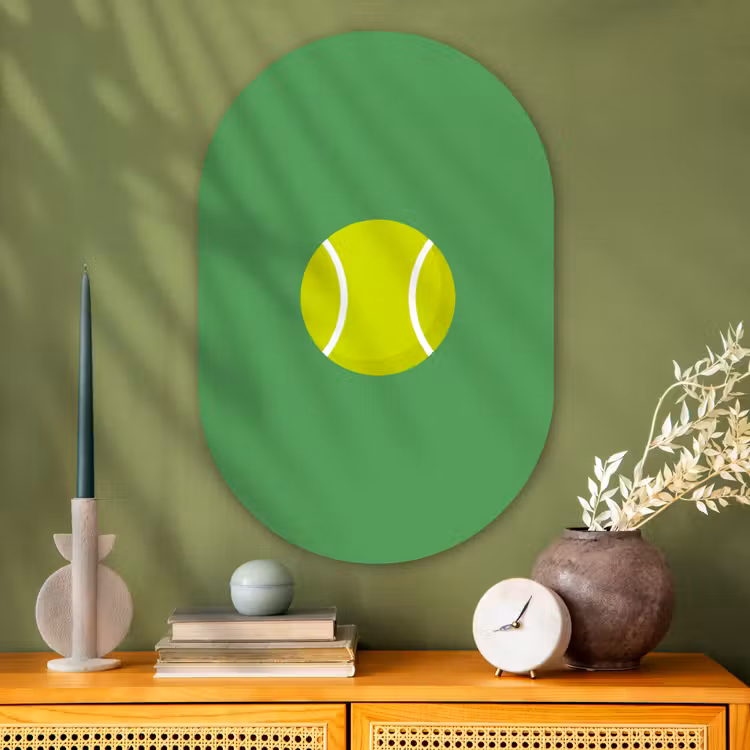 Glasbild Oval - Ball – Gelb – Sport – Grün – Illustration — 2