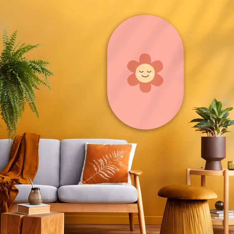 Glasbild Oval - Blumen – Zeichentrickfilm – Kind – Rosa — 3