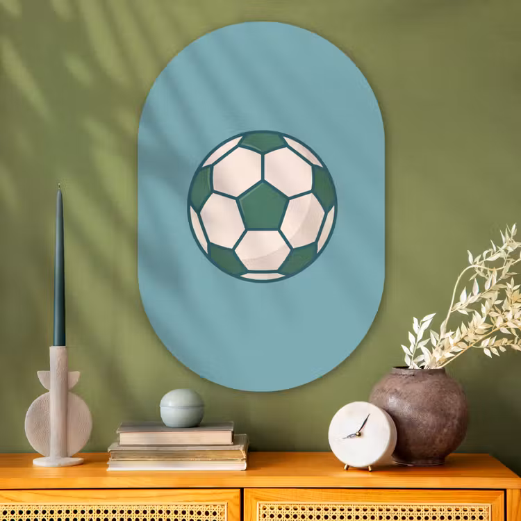Glasbild Oval - Fußball – Geometrisch – Sport – Illustration – Blaugrün — 2