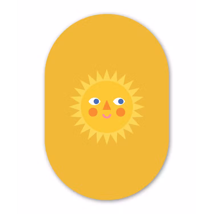 Glasbild Oval - Sonne – Gesicht – Sommer – Illustration – Gelb — 1