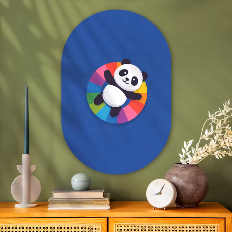 Glasbild Oval - Tiere – Cartoon – Farbenfroh – Modern – Verspielt — 2