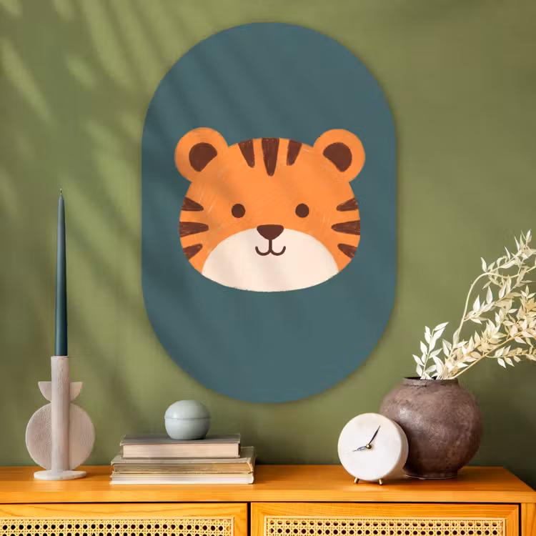Glasbild Oval - Tiere – Kopf – Orange – Illustration – Modern — 2