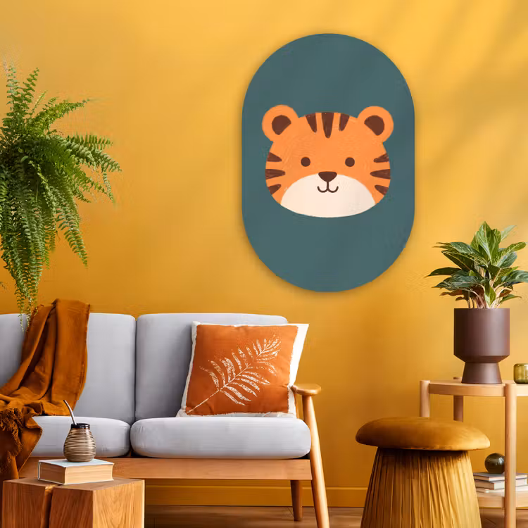 Glasbild Oval - Tiere – Kopf – Orange – Illustration – Modern — 3