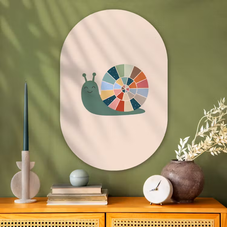 Glasbild Oval - Tiere – Schnecke – Bunt – Illustration — 2