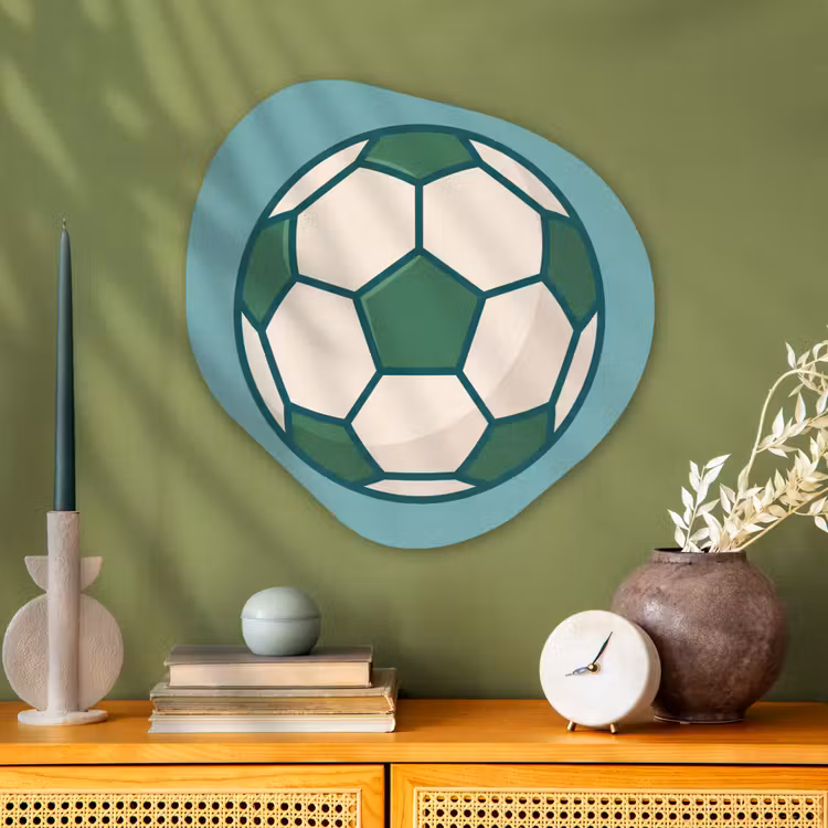 Glasbild Organische Form - Fußball – Geometrisch – Sport – Illustration – Blaugrün — 2