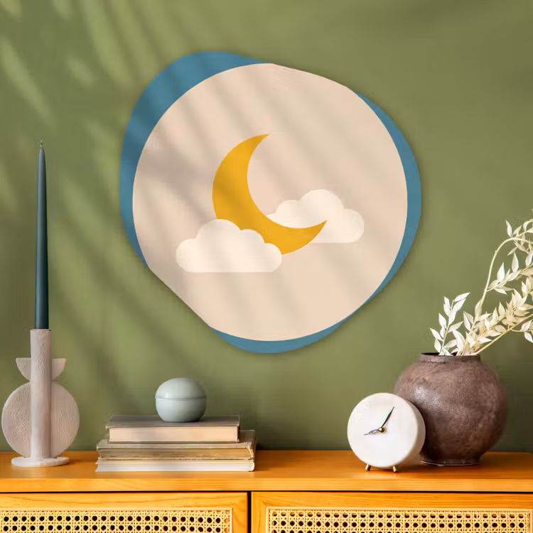 Glasbild Organische Form - Mond – Wolken – Natur – Abstrakt – Gelb — 2