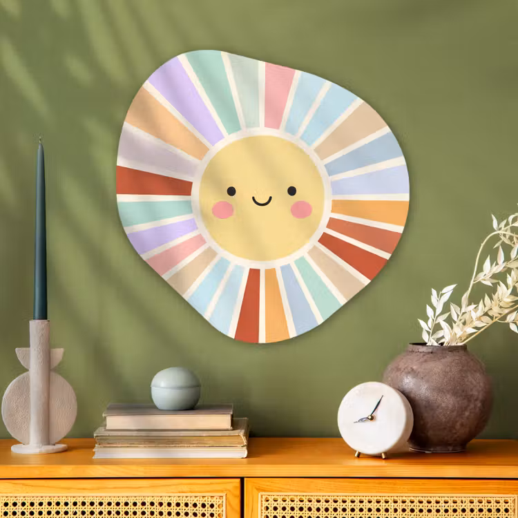 Glasbild Organische Form - Sonne – Strahlen – Fröhlich – Bunt – Abstrakt — 2