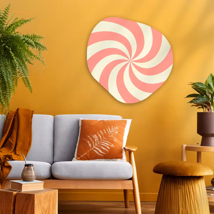 Glasbild Organische Form - Spirale – Muster – Abstrakt – Rosa – Beige — 3