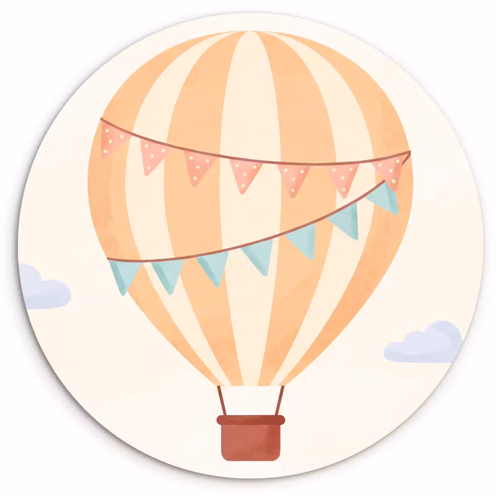 Forexbild Rund - Heißluftballon – Wolken – Illustration – Sanft – Kinderzimmer — 1