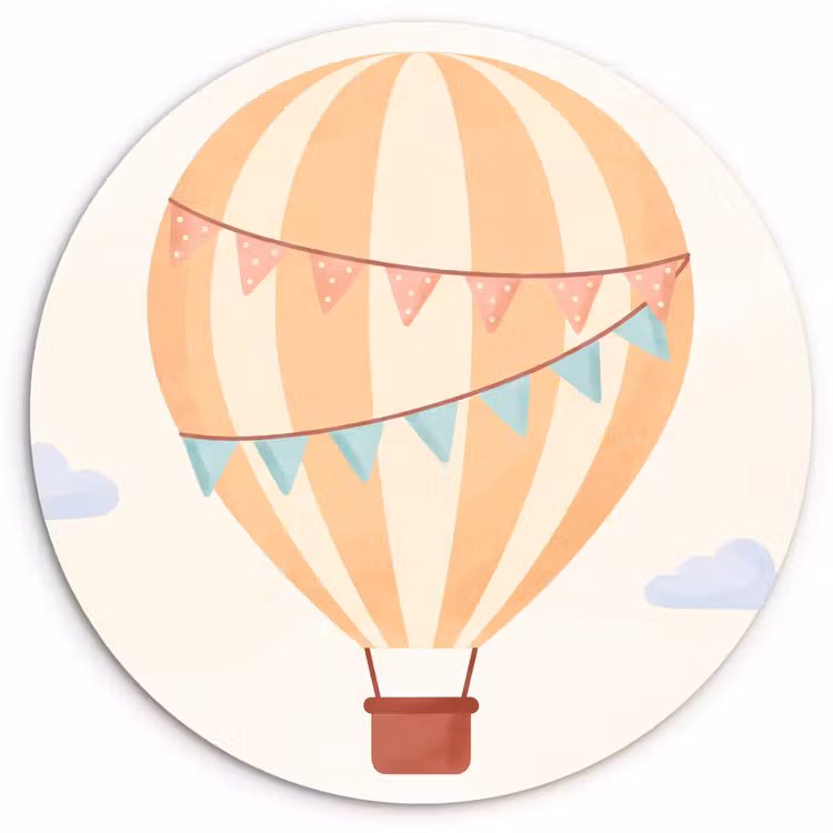 Forexbild Rund - Heißluftballon – Wolken – Illustration – Sanft – Kinderzimmer — 1