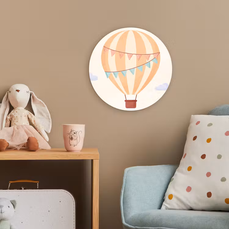 Forexbild Rund - Heißluftballon – Wolken – Illustration – Sanft – Kinderzimmer — 5