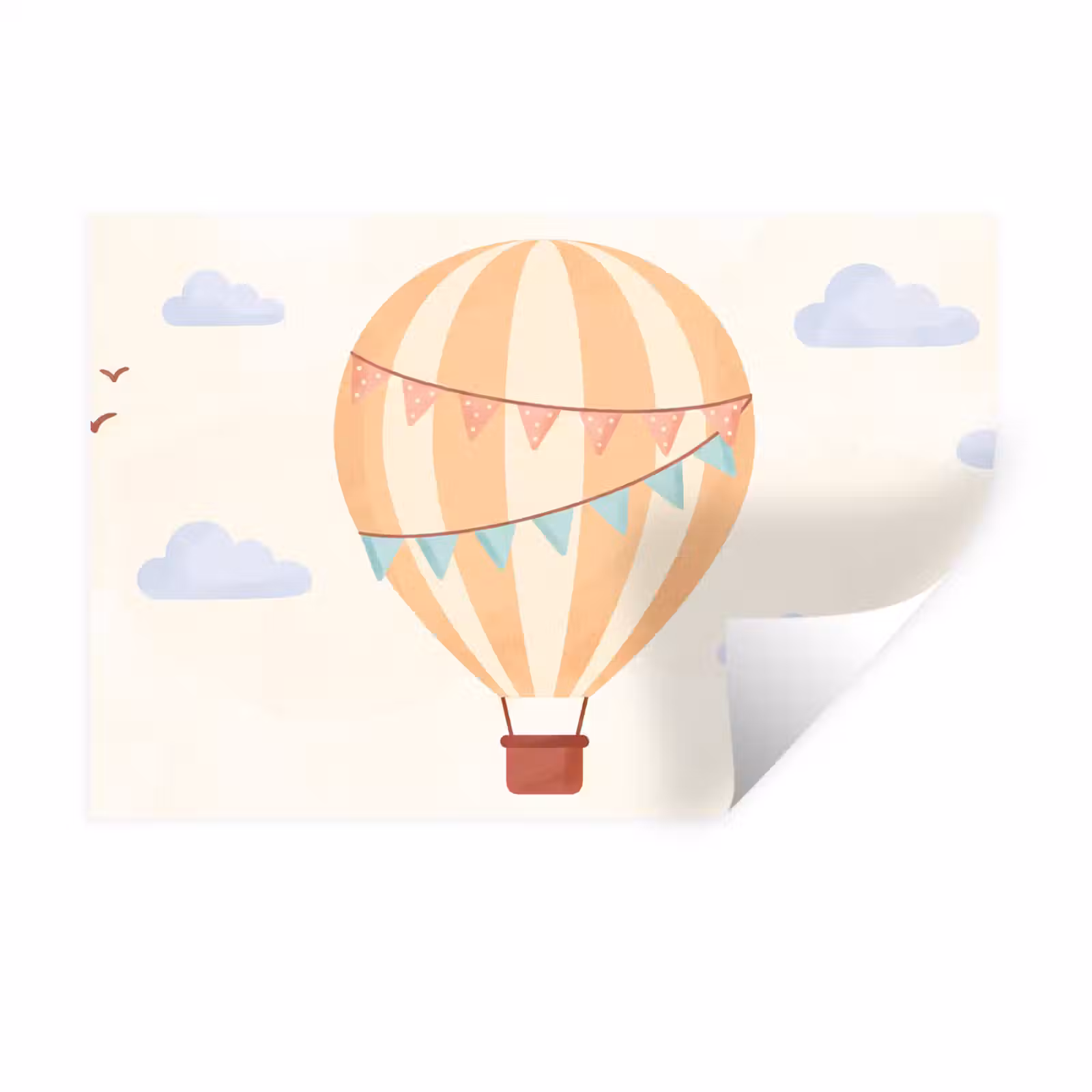 Wandtattoo – Heißluftballon – Wolken – Illustration – Sanft – Kinderzimmer — 1