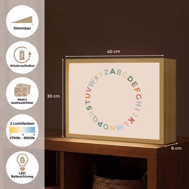 Nachtlicht Kinder - Alphabet – Kreis – Bildung – Spielerisch – Farbenfroh — 10