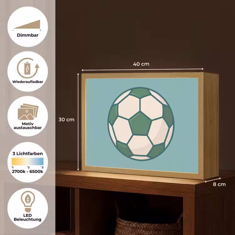 Nachtlicht Kinder - Fußball – Geometrisch – Sport – Illustration – Blaugrün — 10